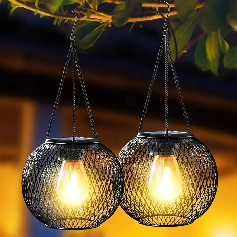 Solar Powered Outdoor Light Hanging Lanterns Decorative Set - Image 2